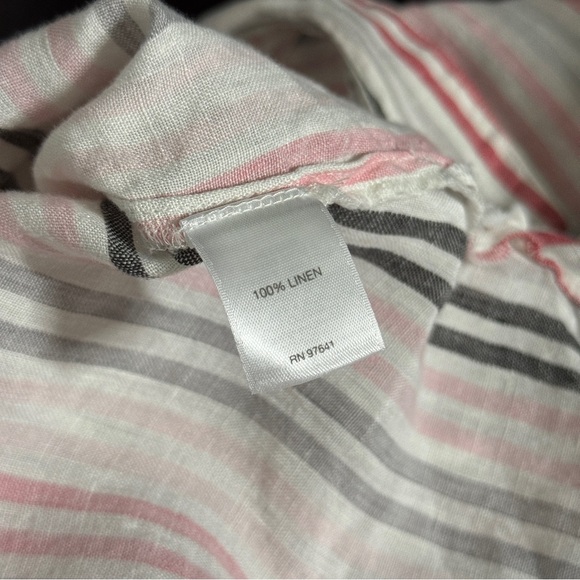 J. Jill XL Love Linen Essential Button Down Shirt White Multicolored Stripes - Picture 6 of 7